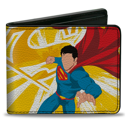 Bi-Fold Wallet - Superman Action Silhouette Pose Yellows/White