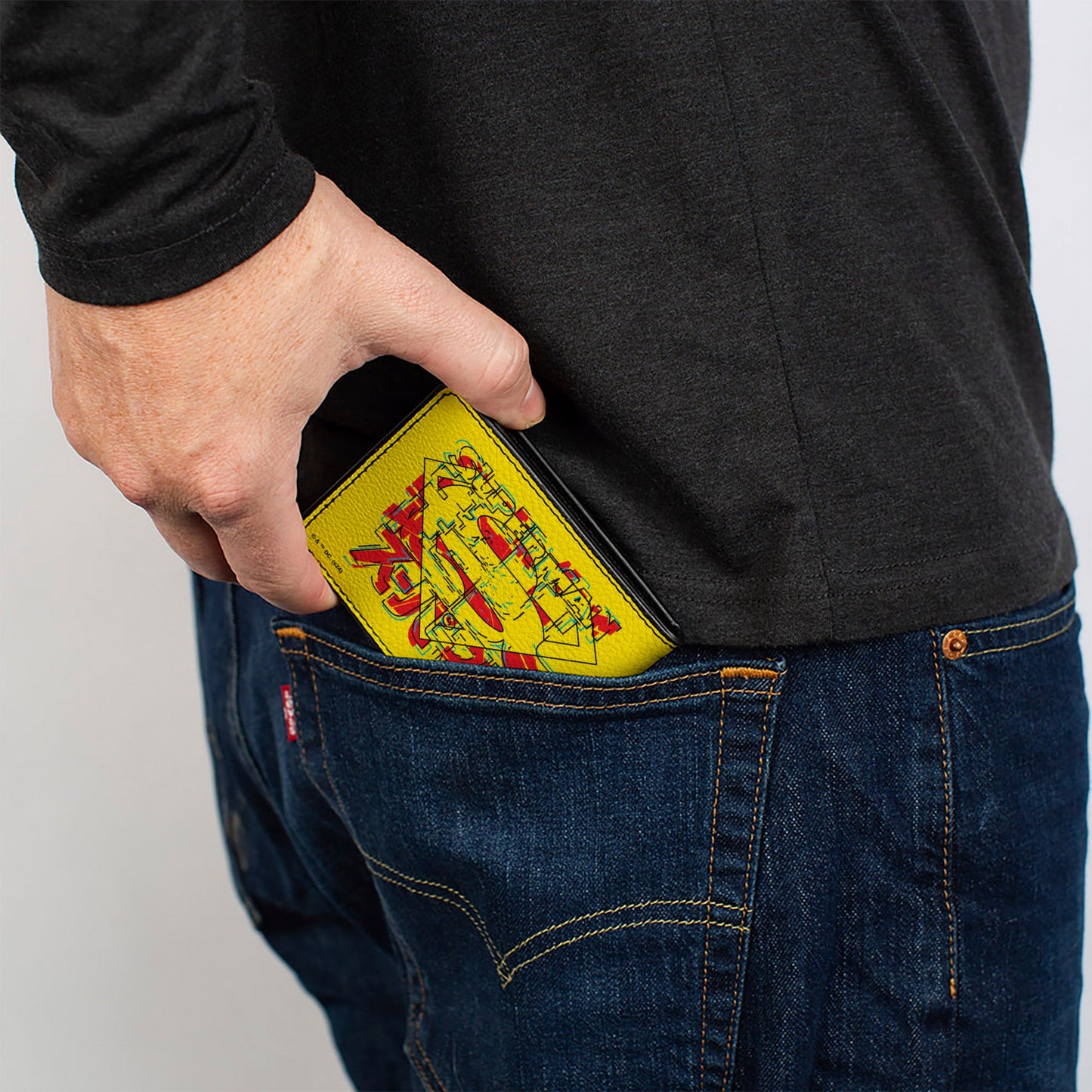 Bi-Fold Wallet - SUPERMAN Shield with Japanese Text Yellow/Red
