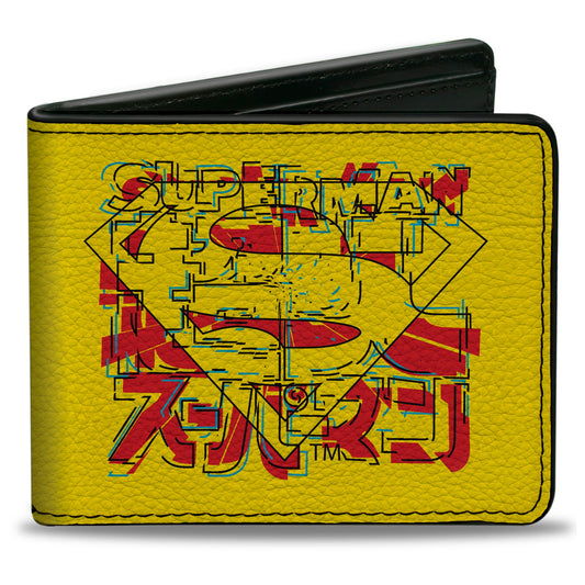 Bi-Fold Wallet - SUPERMAN Shield with Japanese Text Yellow/Red
