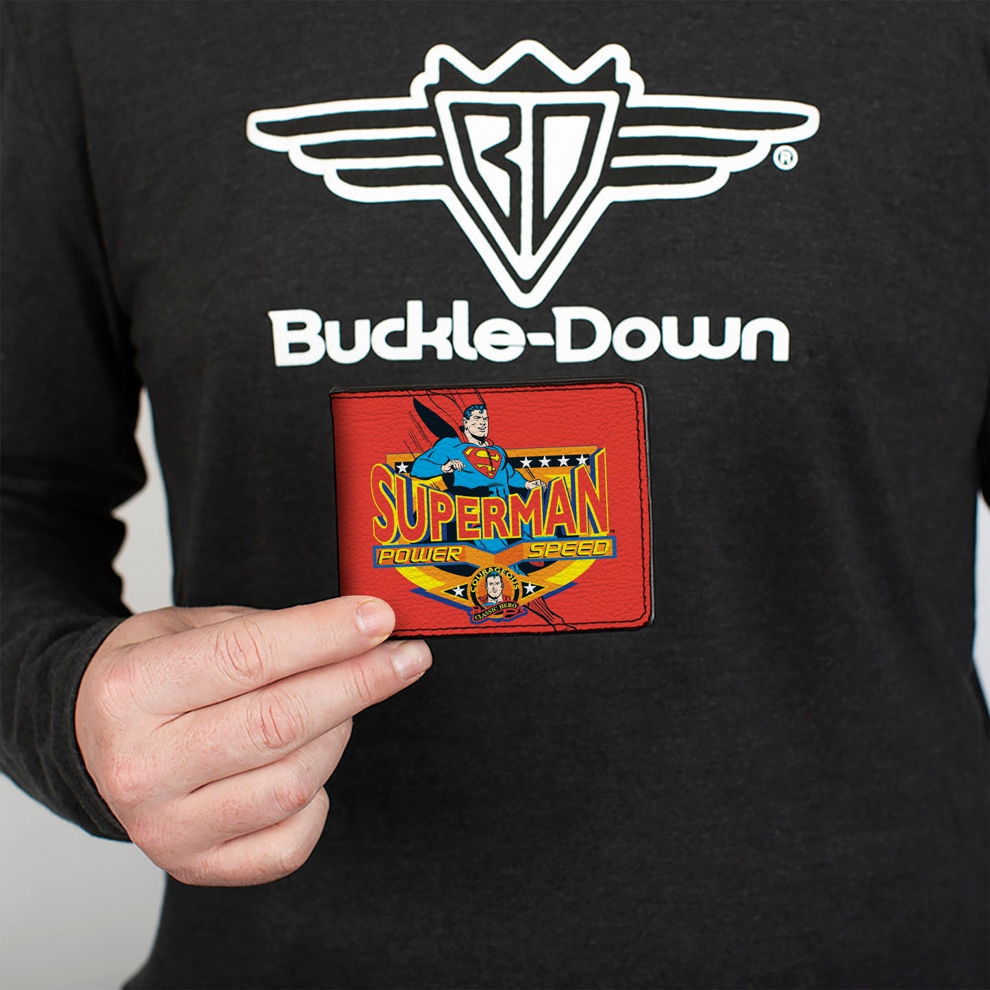 Bi-Fold Wallet - SUPERMAN POWER SPEED Pose Badge Red