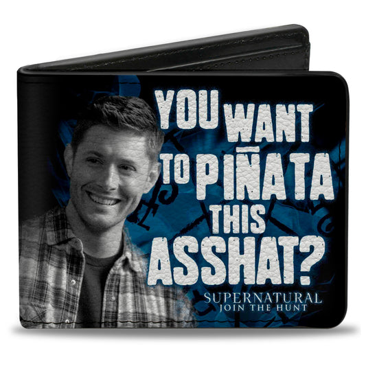 Bi-Fold Wallet - Dean Pose3 YOU WANT TO PINATA THIS ASSHAT? Black Blues Grays White