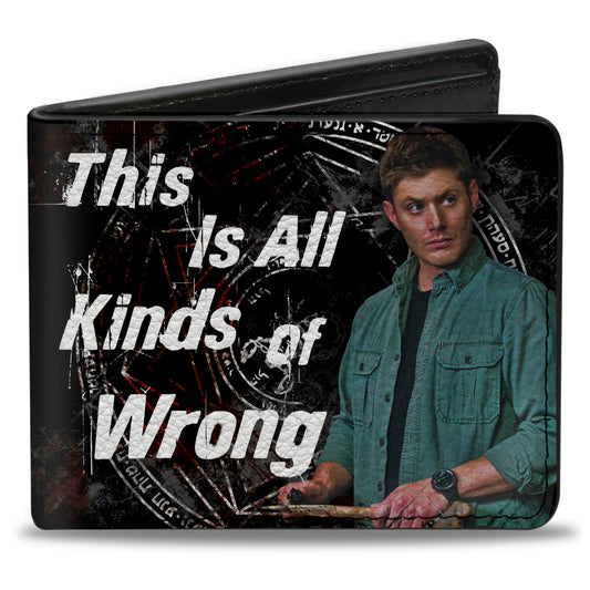 Bi-Fold Wallet - Dean Pose1 THIS IS ALL KINDS OF WRONG + SUPERNATURAL Black Grays Red White