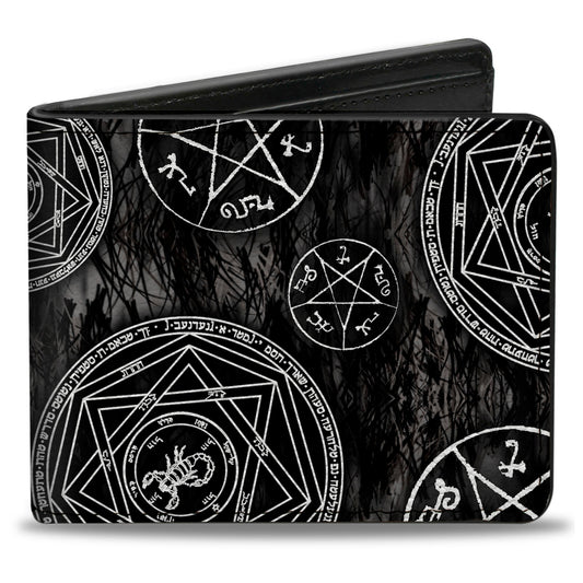 Bi-Fold Wallet - Supernatural Devil's Trap Pentagrams Grays Black White