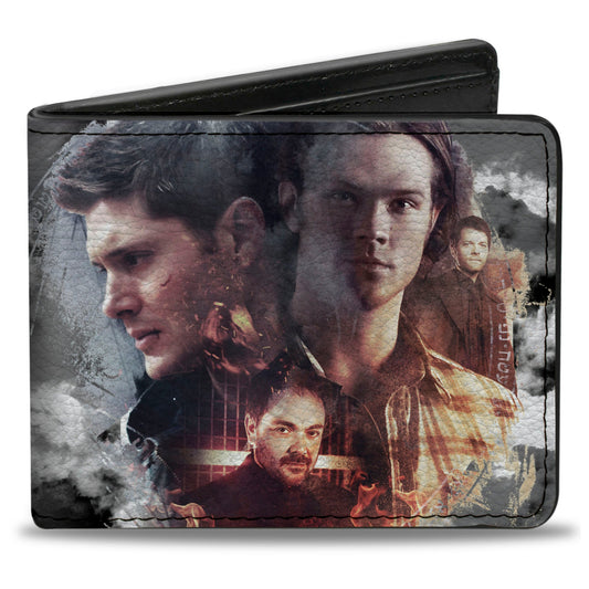 Bi-Fold Wallet - Supernatural 4-Character Poses + SUPERNATURAL-JOIN THE HUNT Clouds Grays Black