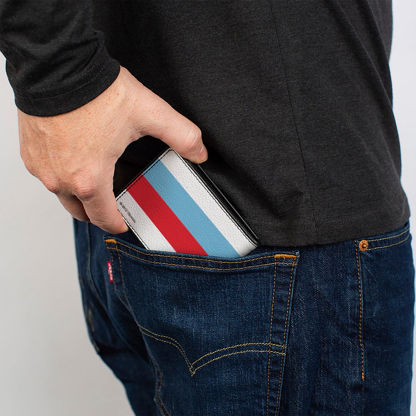 Bi-Fold Wallet - Mocking SpongeBob Pose Stripe White Black Red Blue