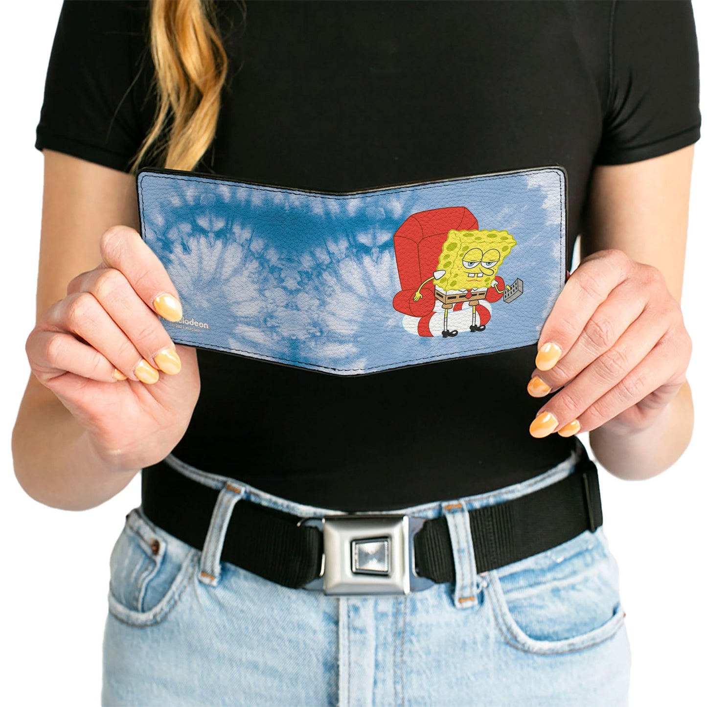 Bi-Fold Wallet - SpongeBob SquarePants Imma Head Out Chair Pose Tie Dye Blues