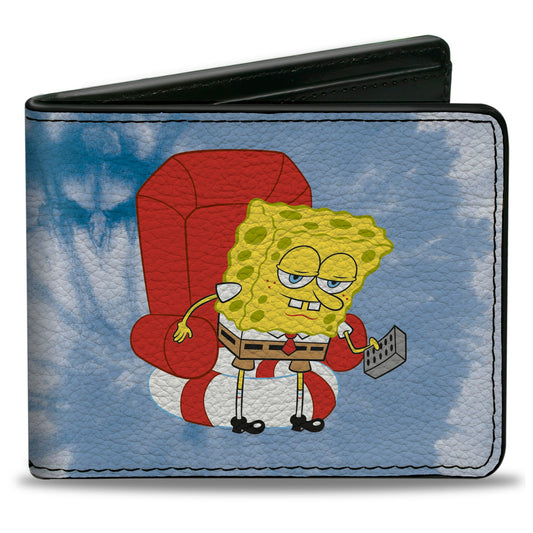 Bi-Fold Wallet - SpongeBob SquarePants Imma Head Out Chair Pose Tie Dye Blues