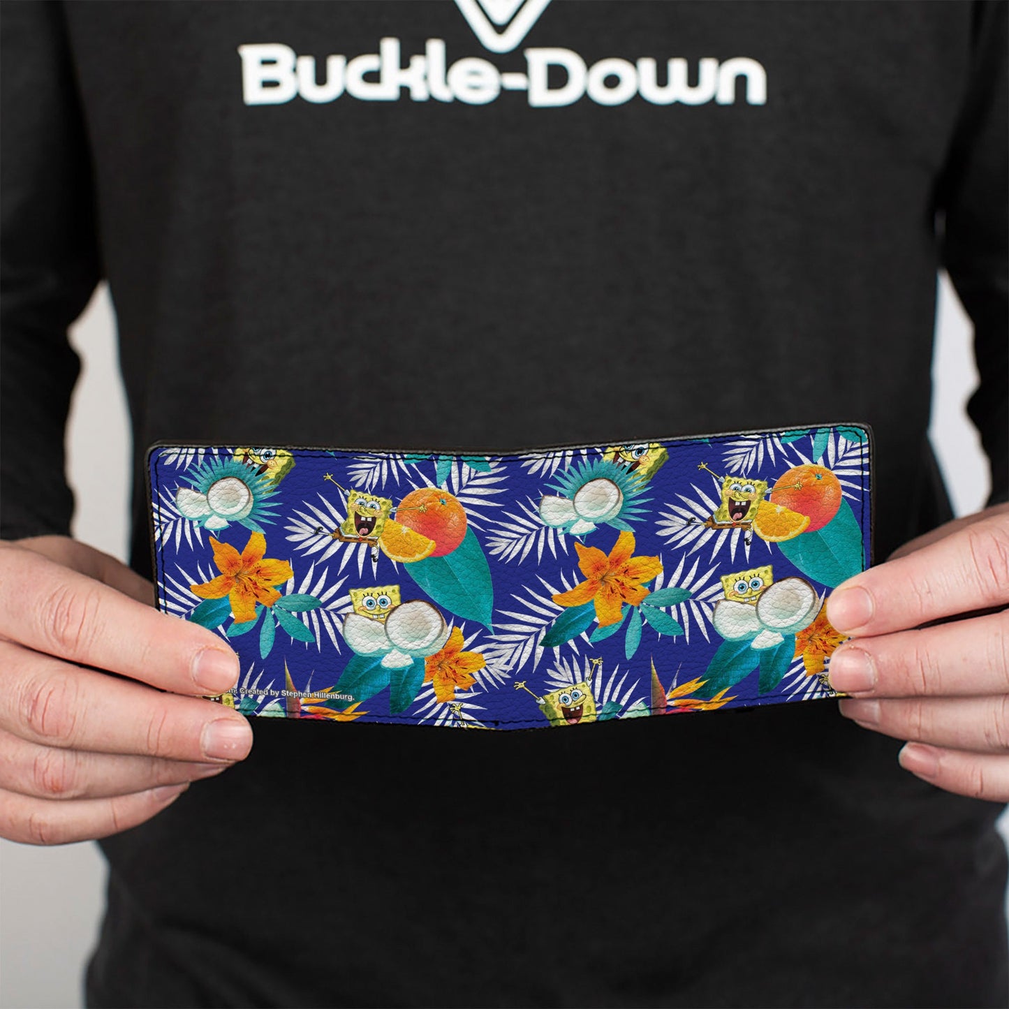 Bi-Fold Wallet - SpongeBob Poses Tropical Orange and Coconut Collage Blues