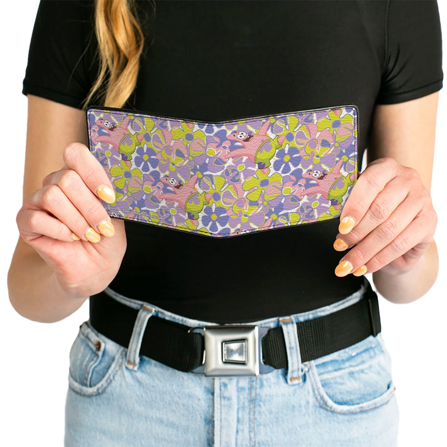 Bi-Fold Wallet - SpongeBob SquarePants Patrick Starfish Sea Flowers Pose Collage Multi Color