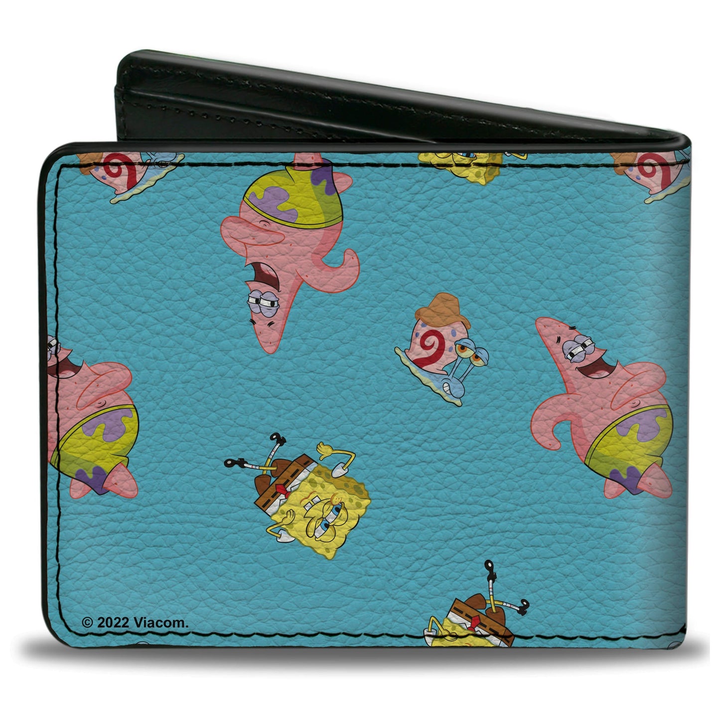 Bi-Fold Wallet - SpongeBob Patrick and Gary Poses Scattered Bright Blue