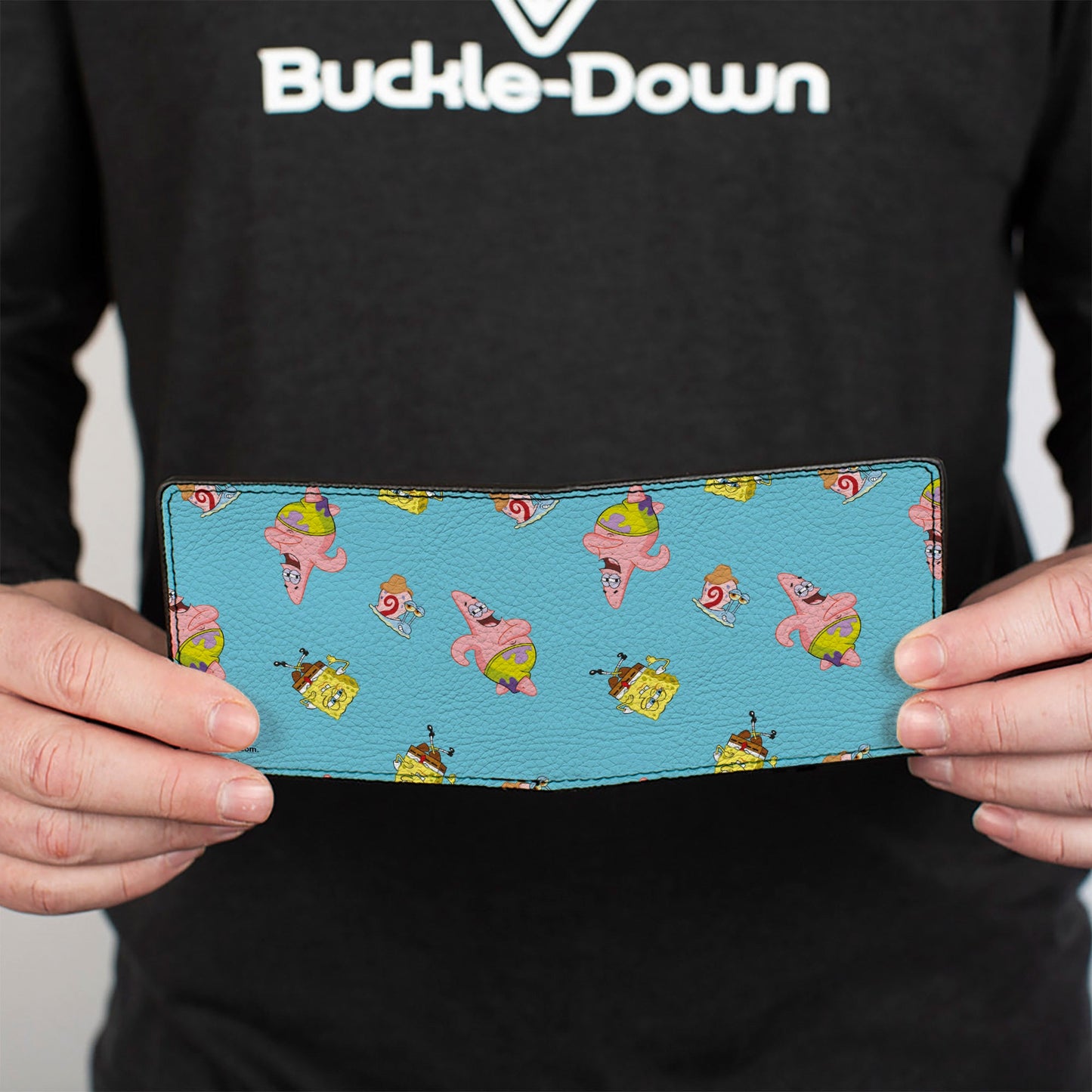 Bi-Fold Wallet - SpongeBob Patrick and Gary Poses Scattered Bright Blue