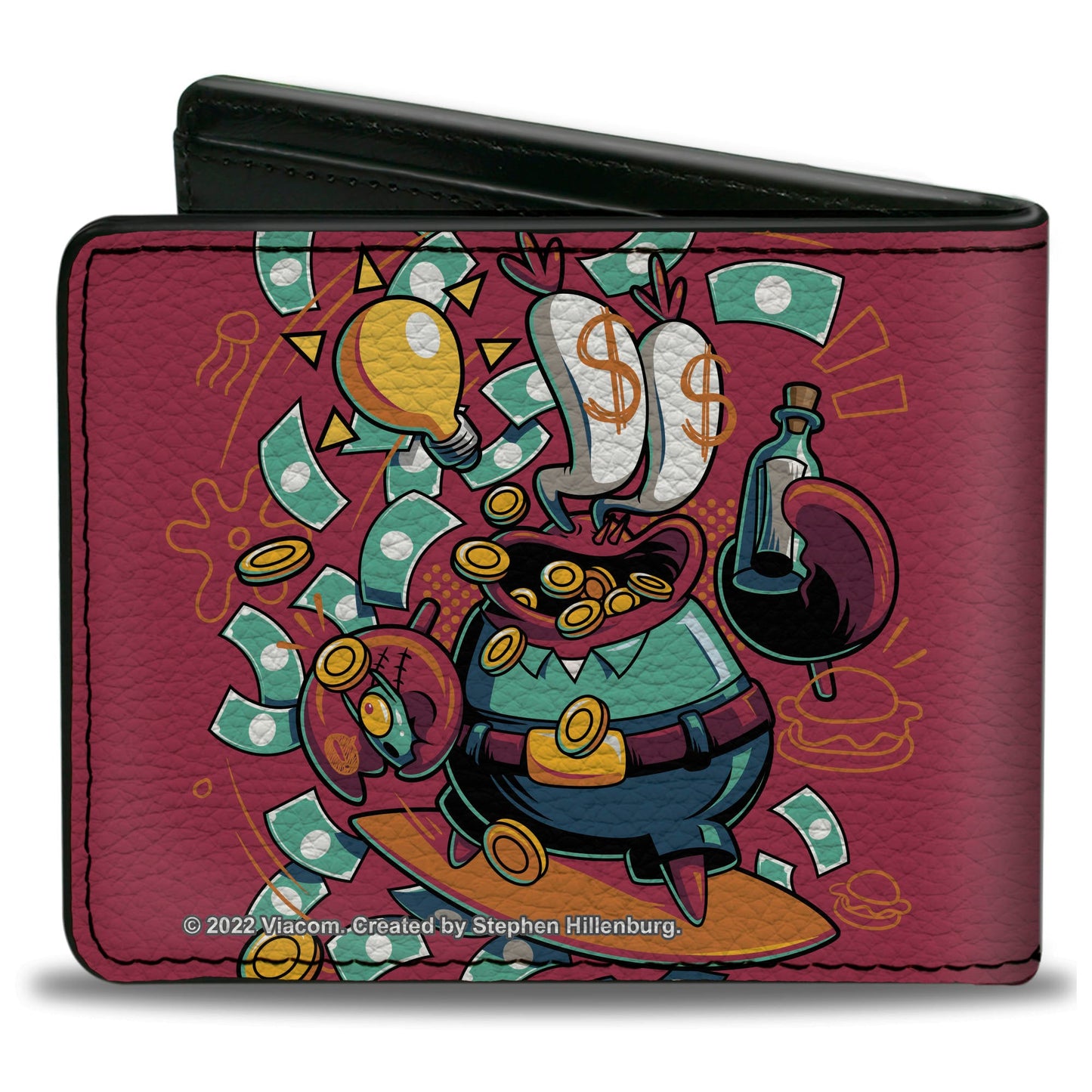 Bi-Fold Wallet - SpongeBob Mr. Krabs Dollar Sign Pose Pink