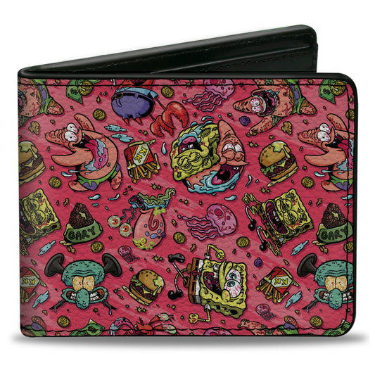 Bi-Fold Wallet - SpongeBob Funky Character Swirl Collage Pinks