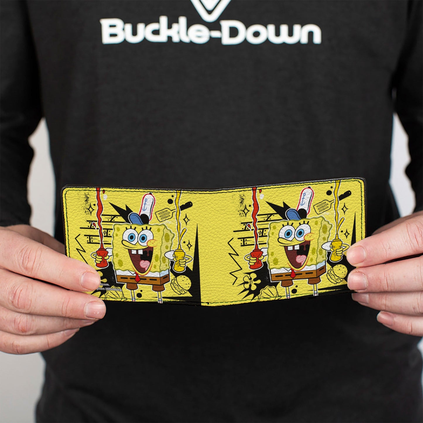 Bi-Fold Wallet - SpongeBob Krabby Patty Condiments Pose Yellow/Black