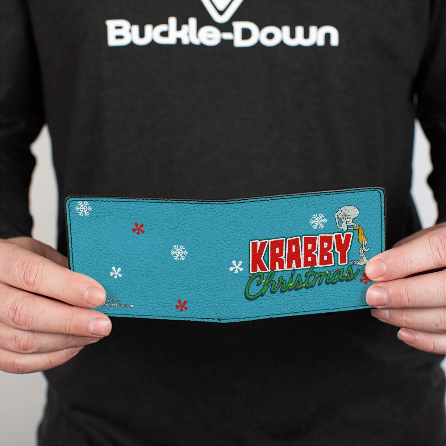 Bi-Fold Wallet - SpongeBob Squidward KRABBY CHRISTMAS Pose Blue