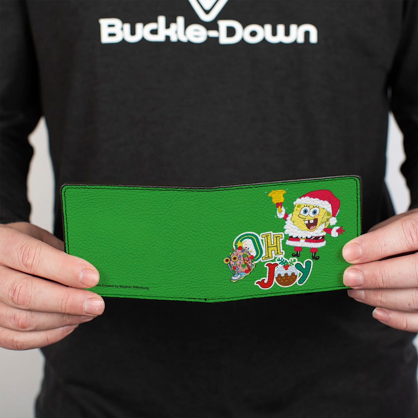 Bi-Fold Wallet - SpongeBob SquarePants and Gary OH JOY Holiday Christmas Pose Green