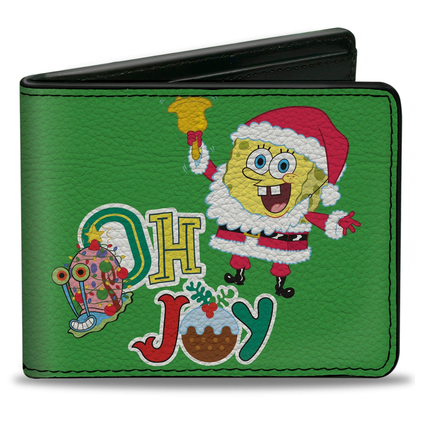 Bi-Fold Wallet - SpongeBob SquarePants and Gary OH JOY Holiday Christmas Pose Green