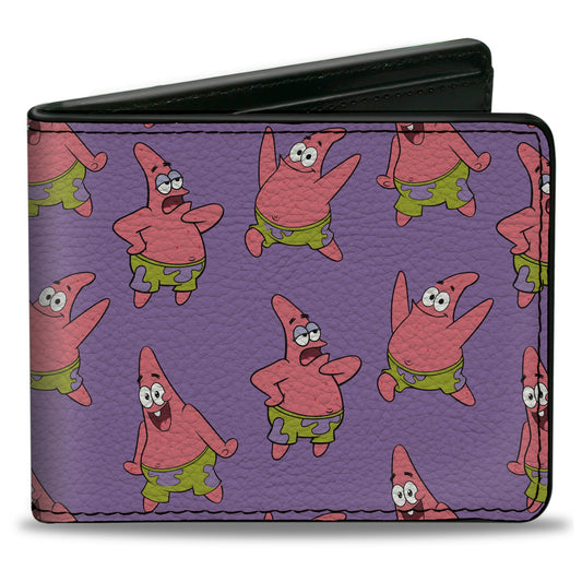 Bi-Fold Wallet - SpongeBob SquarePants Patrick Star Poses Scattered Lavender