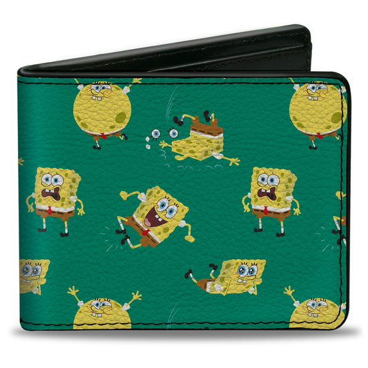 Bi-Fold Wallet - SpongeBob SquarePants Poses Scattered Green