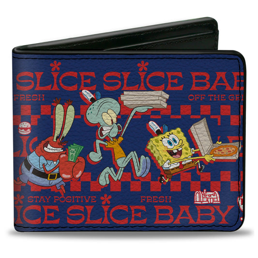 Bi-Fold Wallet - SpongeBob SquarePants The Krusty Krab Crew SLICE SLICE BABY Pose Blue/Red