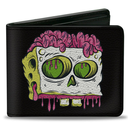 Bi-Fold Wallet - SpongeBob SquarePants SPONGEBOB Slime Text and Skull Black