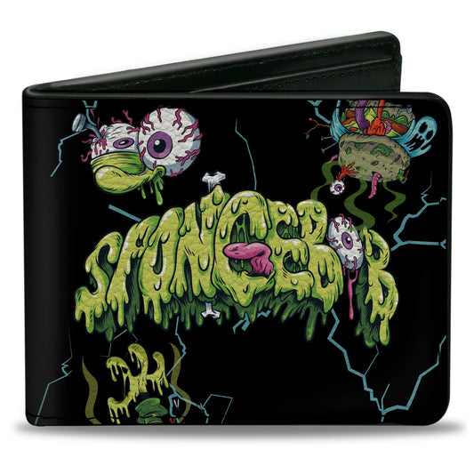 Bi-Fold Wallet - SpongeBob SquarePants Halloween Slime Icons Scattered Black
