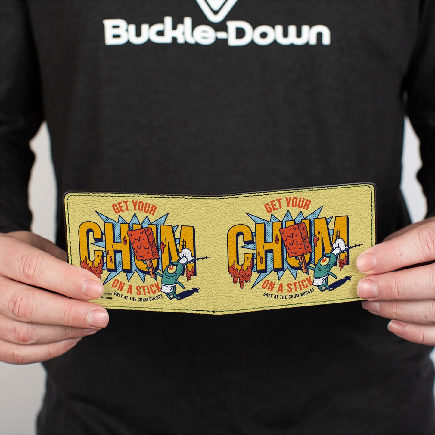 Bi-Fold Wallet - SpongeBob SquarePants Plankton GET YOUR CHUM ON A STICK Pose Yellow