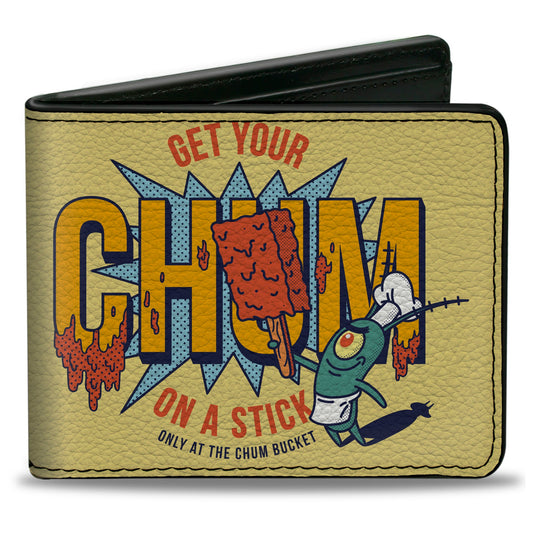 Bi-Fold Wallet - SpongeBob SquarePants Plankton GET YOUR CHUM ON A STICK Pose Yellow