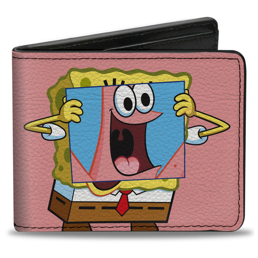 Bi-Fold Wallet - SpongeBob SquarePants Patrick Star Face Cover Up Pose Pink