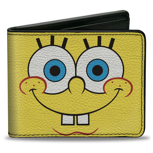 Bi-Fold Wallet - SpongeBob SquarePants Character Close-Up Face and BARNACLES Pineapple Blocks