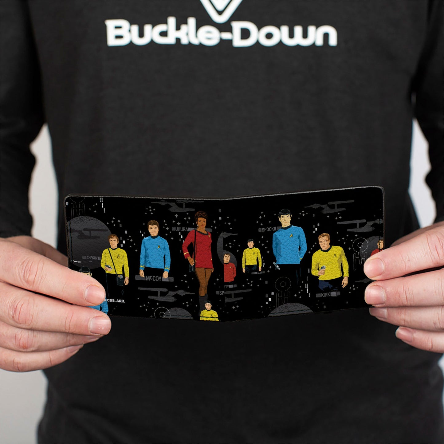 Bi-Fold Wallet - The Original Star Trek Crew Poses and Icons Black/Multi Color