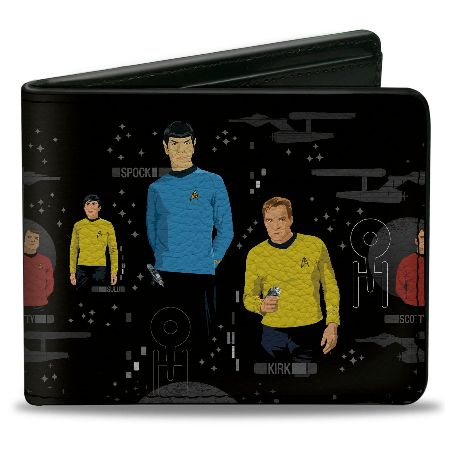 Bi-Fold Wallet - The Original Star Trek Crew Poses and Icons Black/Multi Color