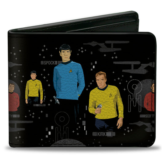 Bi-Fold Wallet - The Original Star Trek Crew Poses and Icons Black/Multi Color