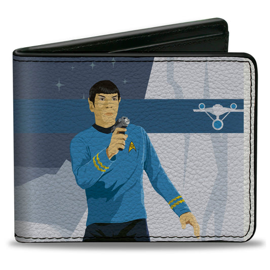 Bi-Fold Wallet - Star Trek MR. SPOCK Phaser Pose Blues/Grays