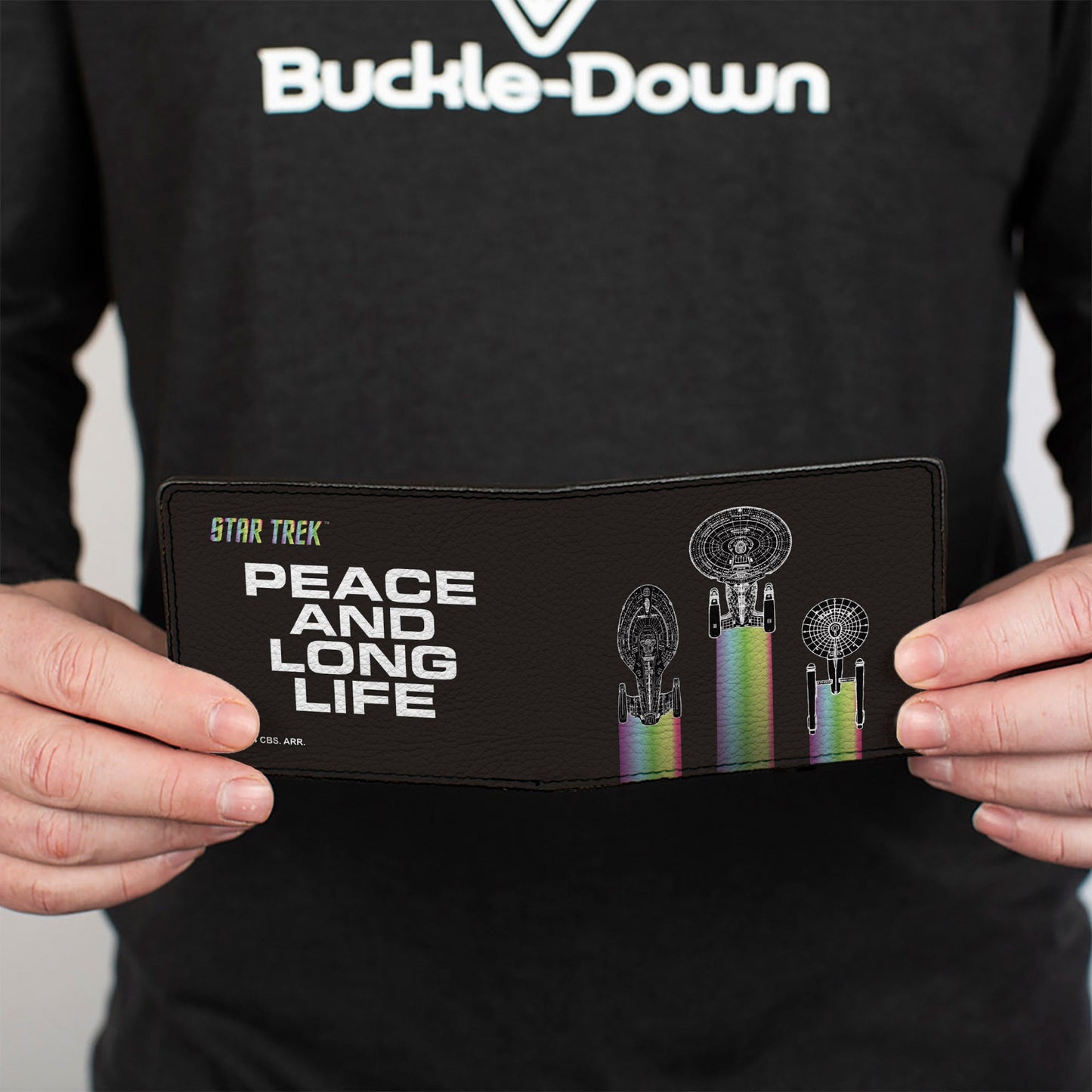Bi-Fold Wallet - Star Trek Peace and Long Life Starfleet Ships Black