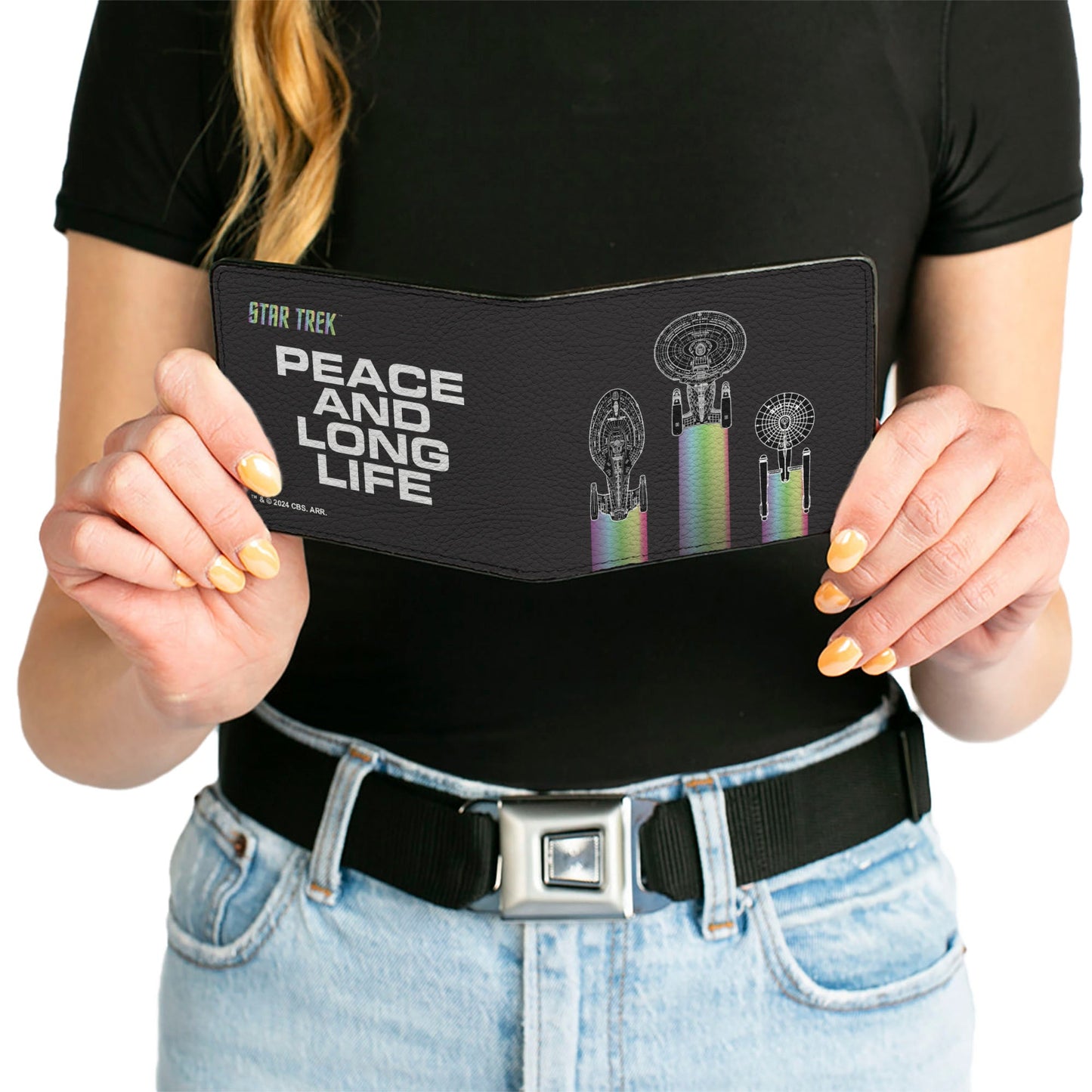 Bi-Fold Wallet - Star Trek Peace and Long Life Starfleet Ships Black