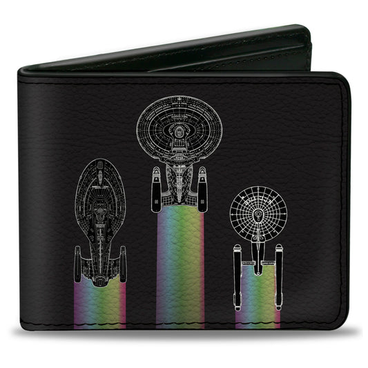 Bi-Fold Wallet - Star Trek Peace and Long Life Starfleet Ships Black