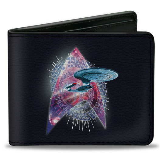 Bi-Fold Wallet - STAR TREK THE NEXT GENERATION Starship Enterprise Voyages Icon Black