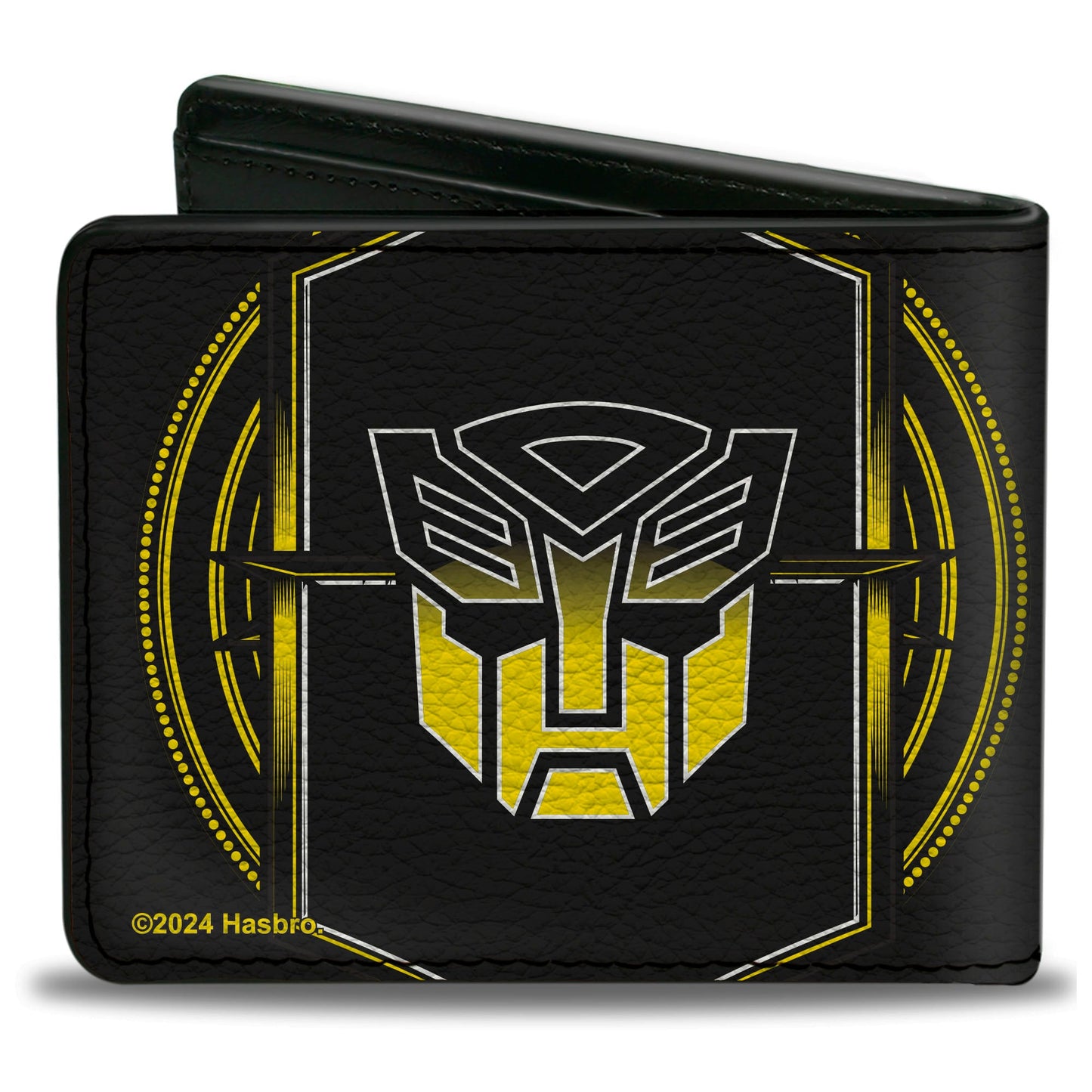 Bi-Fold Wallet - Transformers Bumblebee Pose and Autobot Logo Shield Black/Yellows