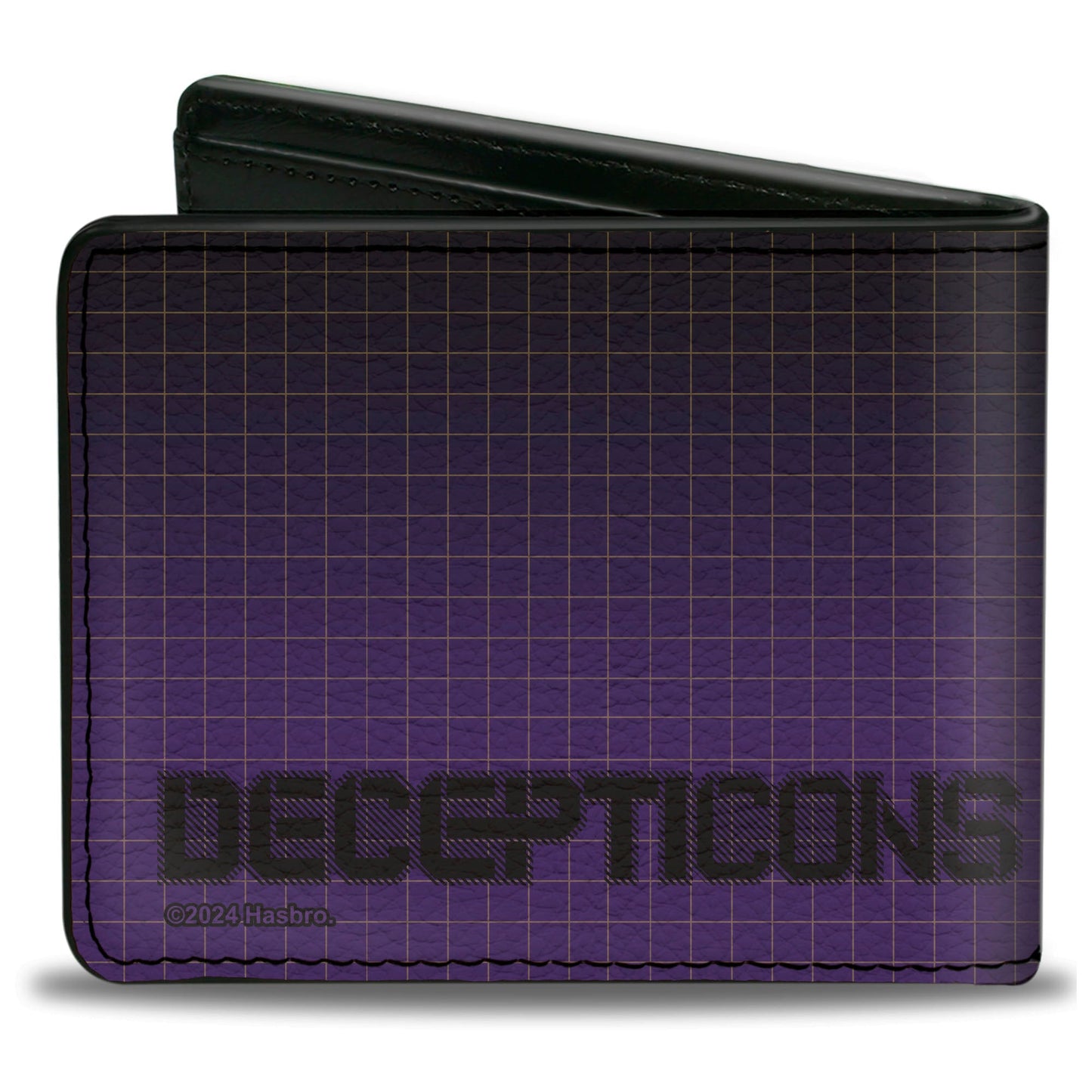 Bi-Fold Wallet - Transformers DECEPTICONS Shield Splatter and Text Grid Fade Purples