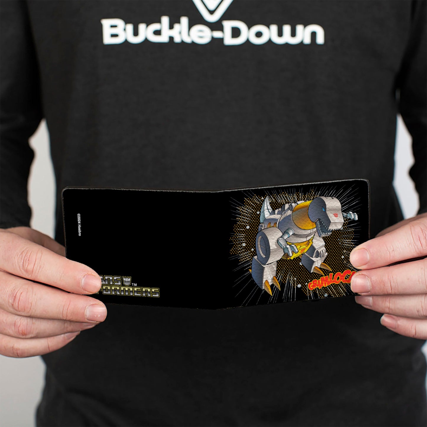 Bi-Fold Wallet - Transformers GRIMLOCK Tyrannosaurus Rex Halftone Pose and Logo Black