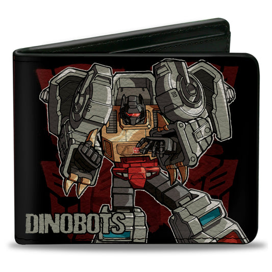 Bi-Fold Wallet - Transformers DINOBOTS Grimlock/Snarl/Swoop/Sludge/Slag Panels Black/Reds