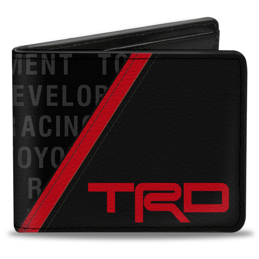 Bi-Fold Wallet - Toyota TRD Logo and TOYOTA RACING DEVELOPMENT Text Stripe Black/Red/Gray