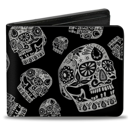 Bi-Fold Wallet - The Dust of Living II Sugar Skulls Black White