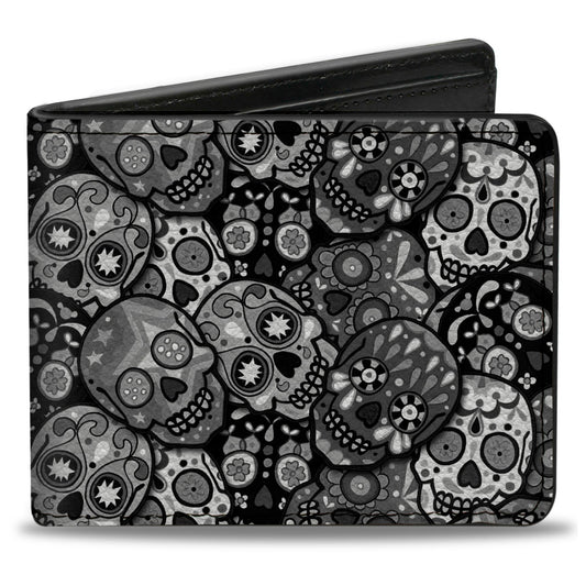 Bi-Fold Wallet - Calaveras Stacked Black Grays