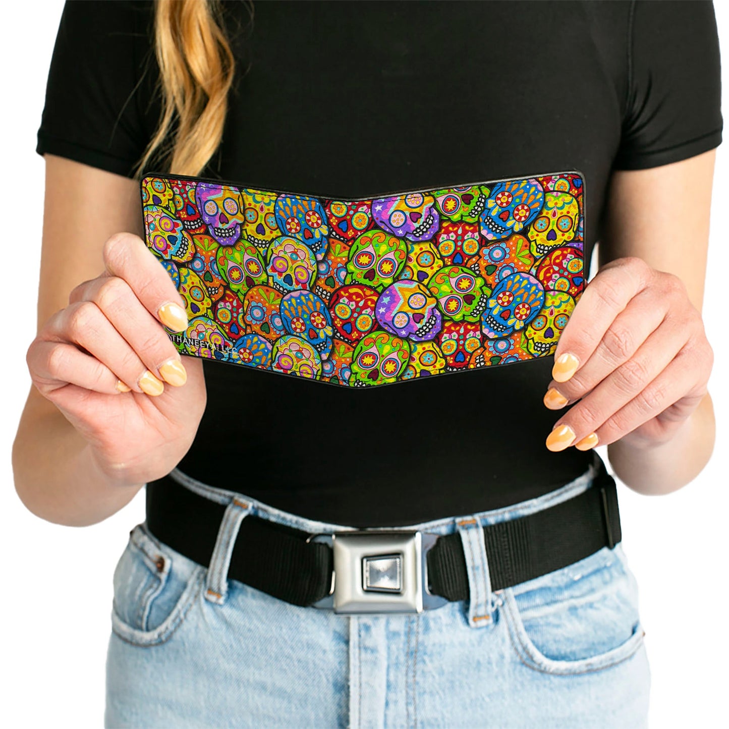 Bi-Fold Wallet - Colorful Calaveras Stacked Multi Color