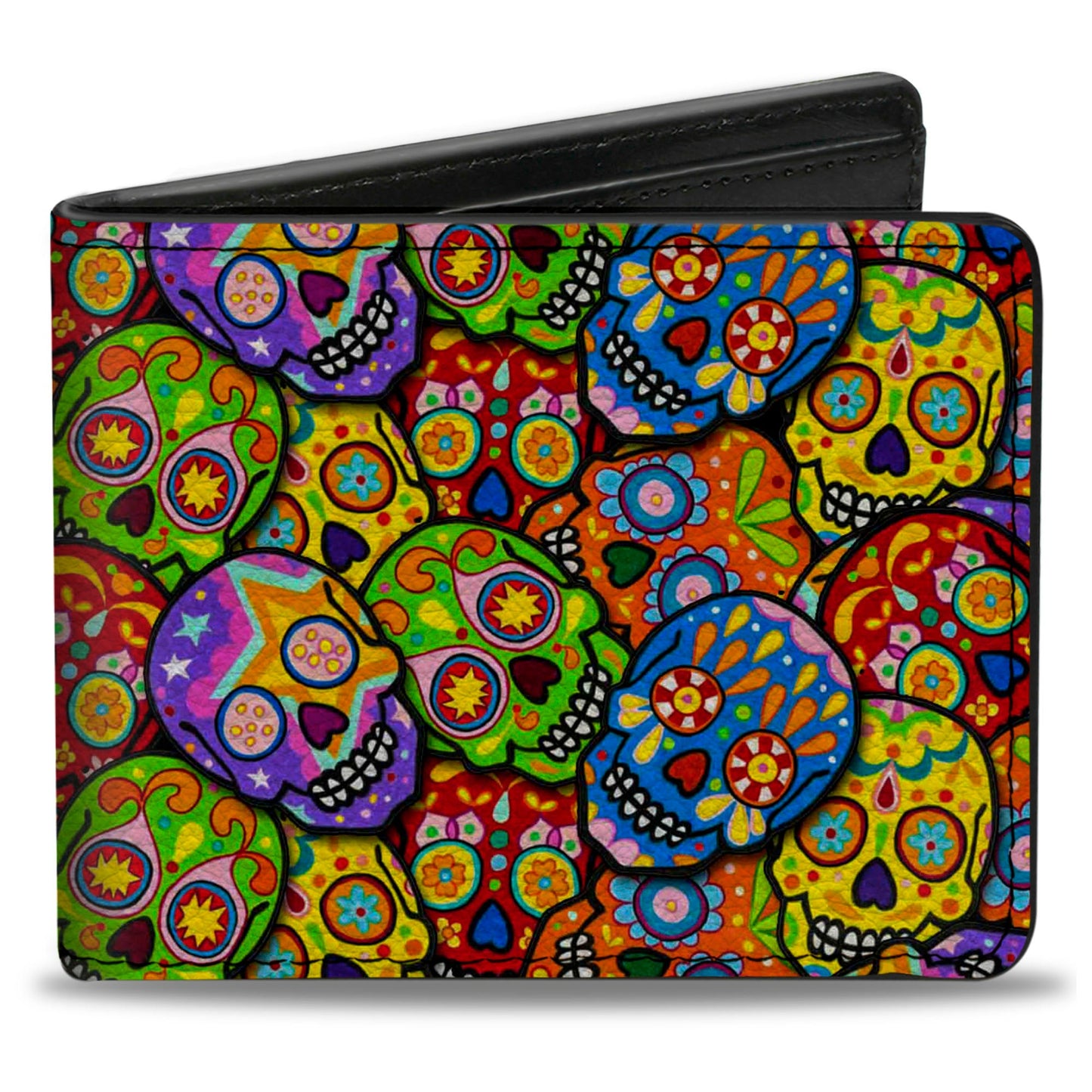 Bi-Fold Wallet - Colorful Calaveras Stacked Multi Color