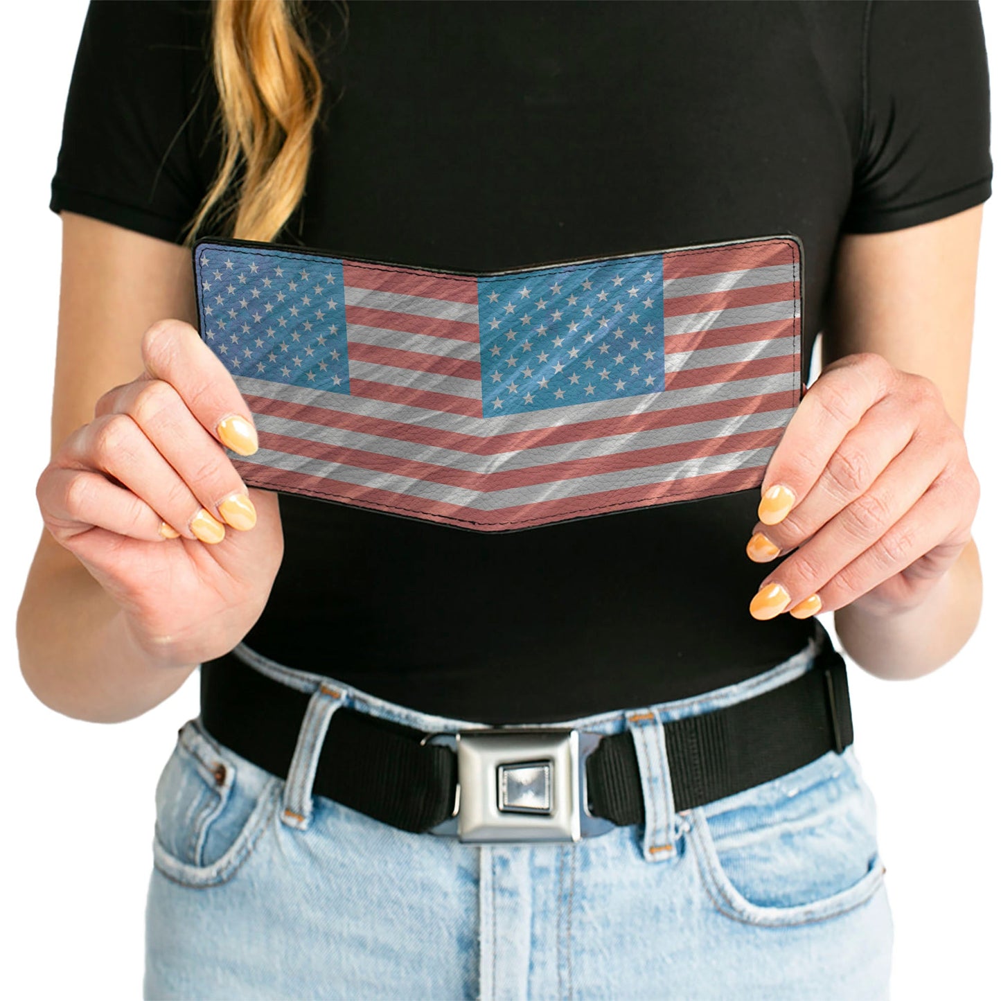 Bi-Fold Wallet - American Flag Waving