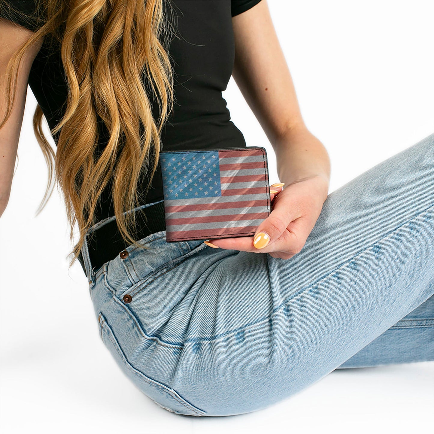 Bi-Fold Wallet - American Flag Waving