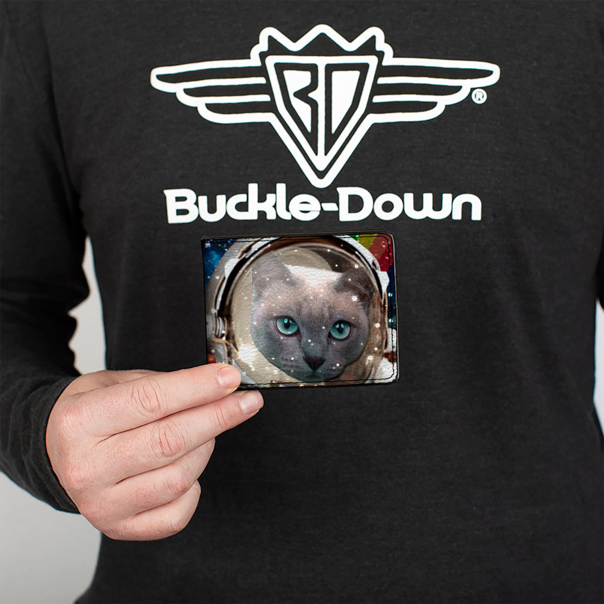 Bi-Fold Wallet - Astronaut Cats in Space Rainbows Stars